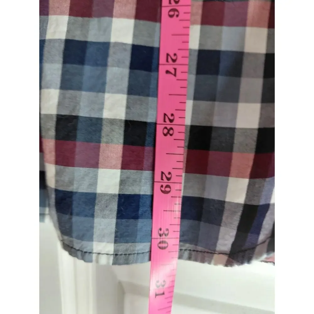 Banana Republic Soft Wash Standard Fit Plaid Button Up Shirt Mens L Blue Preppy